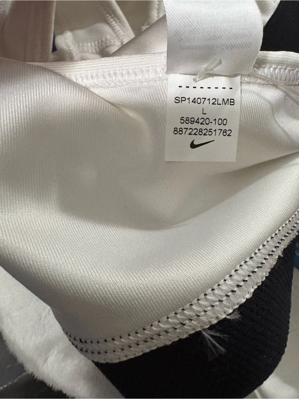 Nike White & Black Racerback Pro Sports Bra Size Large NWT